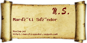 Maróti Sándor névjegykártya